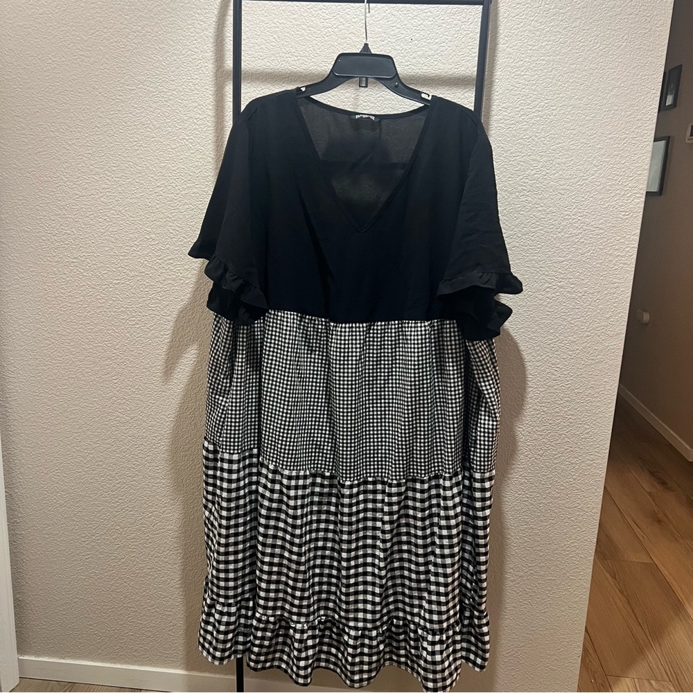 BloomChic Patchwork Tiered Gingham Dress